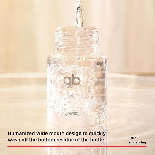 gb Platinum Series Glass Baby Bottle 9oz 260ml BPA-Free, Anti-Colic, Silicone Pacifier, Wide Neck, Heat-Resistant Borosilicate Glass, for 6+ Months, L-Size Pacifier, Leak-Proof, Easy to Clean