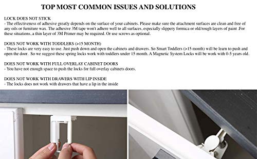Vmaisi 24 Pack Cabinet Locks Child Safety Latches - Baby Proofing Cabinets Drawer Lock with Adhesive Easy Installation - No Drilling or Extra Screws (White)