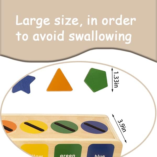 Color Shape Sorting Toy for Toddler, Wooden Montessori Shape Sorter Color Matching Box Game, Learning Sensory Toys Gift for Boy Girl 3 Year Old