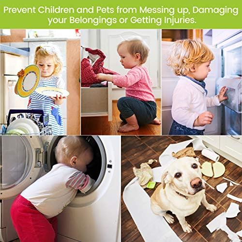 Jetec 10 Pieces Cabinet Locks for Babies, U-Shaped Proofing Drawers Safety Child Locks Adjustable, Easy to Use Childproof Latch for Knob Handle on Kitchen Door Storage Cupboard Closet (White)