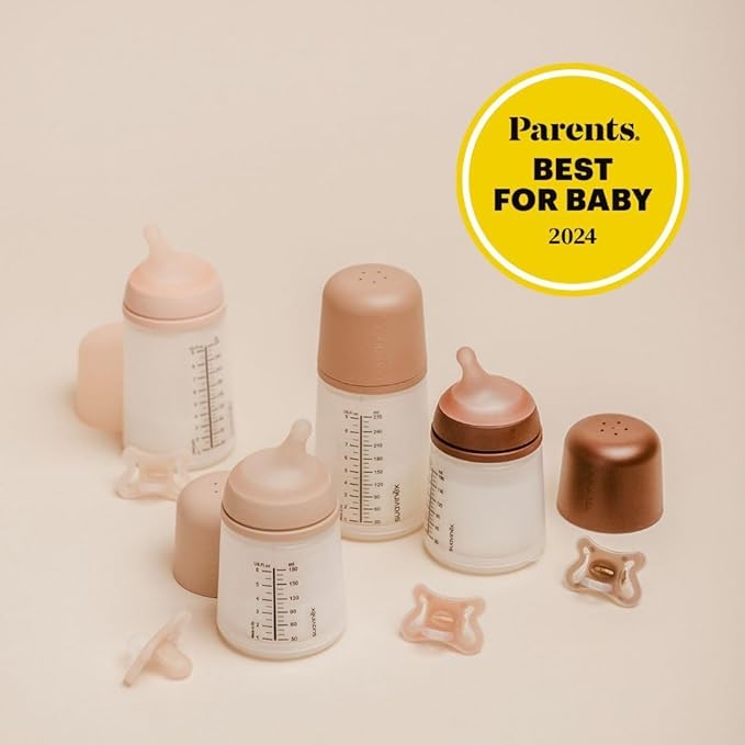 Suavinex Zero Zero Anti Colic Baby Bottle, No 1 Spanish Baby Bottle Brand, Minimizes Bottle Rejection & Nipple Confusion, Perfect for Breastfeeding Babies, 4 Pk 6 oz, Medium Tone, Adaptable Flow