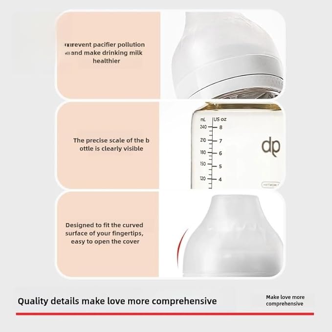 gb Platinum Series Glass Baby Bottle 6oz 180ml, BPA-Free, Anti-Colic, Silicone Pacifier, Wide Neck, Heat-Resistant Borosilicate Glass, for 0+ Months, M-Size Pacifier Leak-Proof, Easy to Clean