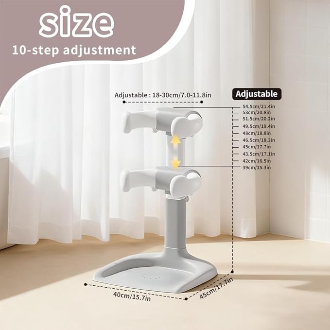 Baby Bath Stand, Baby Bath Assistant, Toddler Bath Support with Adjustable Height & Armrest, Portable Bath Rack with Anti-Slip Base, Safe Bath Helper for Infants 8-36 Months