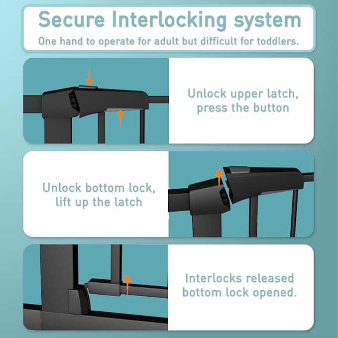 Fairy Baby Narrow Baby Gate 24.0"-26.7" Inch Wide, 38" Tall Pressure Mounted Auto-Close Dog Gate for Small Stairs and Doorways, Metal Safety Gate Indoor for Kids and Pets with NO Extensions, Black