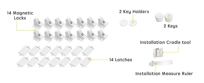 Vmaisi Magnet Cabinet Locks for Babies (14 Locks and 2 Keys)