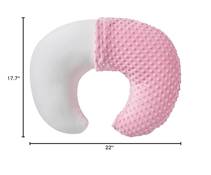 Nursing Pillow and Positioner with Cover for Breastfeeding and Bottle Feeding, Propping Baby, Tummy Time, Baby Sitting Support, Awake-Time Support (Candy Pink, 22" x 17.7" x 5.9")