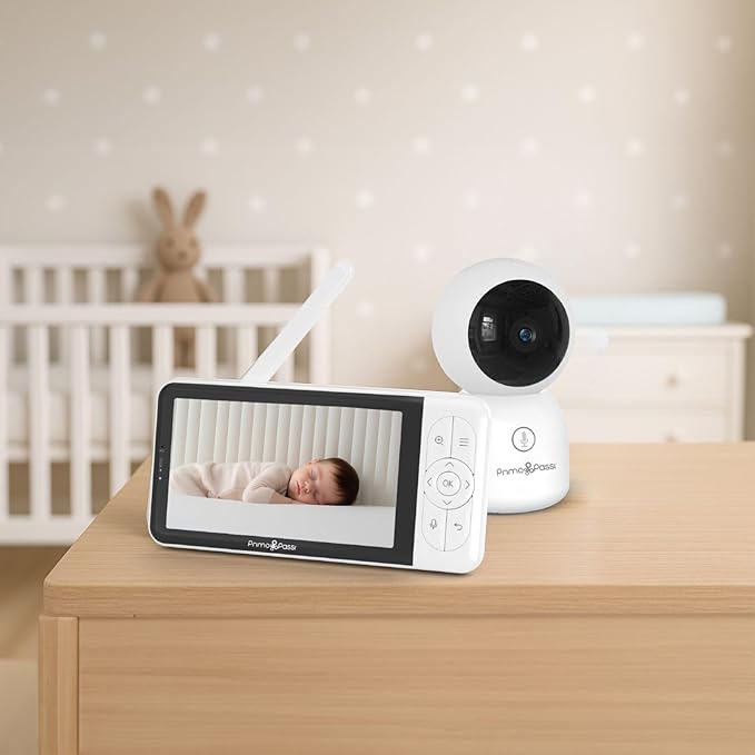 Primo Passi Smart Wi-Fi Baby Monitor with 5" HD Display, Night Vision, Two-Way Audio, Temperature Sensor, and App Access for iOS & Android