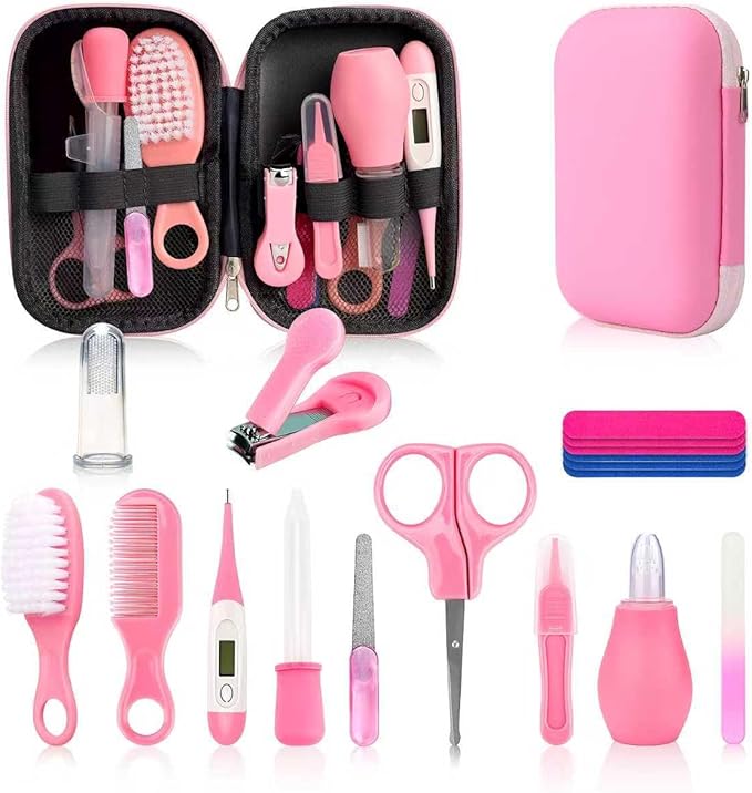 Baby Nail Trimmer Electric,Baby Nail Clippers, 6 in 1 Baby Nail File,Nail File Baby Grooming Kit Manicure Set for Toddler or Adults (Pink 18 in 1)