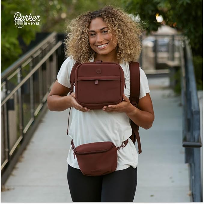 Parker Baby Drift Neoprene Insulated Baby Bottle Cooler | Soft & Waterproof Snacks & Breast Milk Cooler Travel Bag w/Insulated Interior | Attaches to Backpacks & Strollers | Modern & Neutral Colors