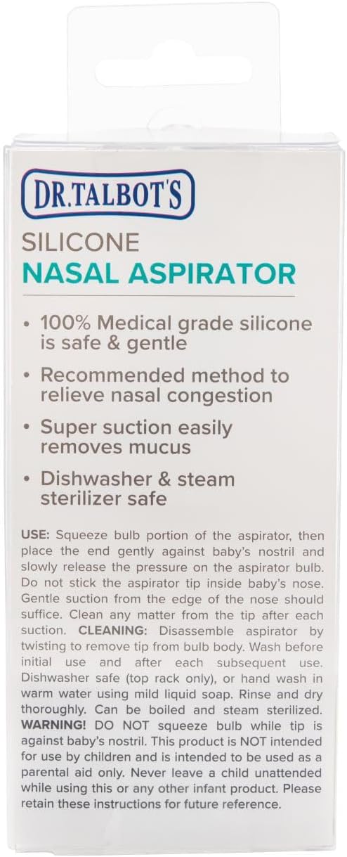 Dr. Talbot's Nasal Aspirator for Babies - Silicone - Includes Storage Case - Clear
