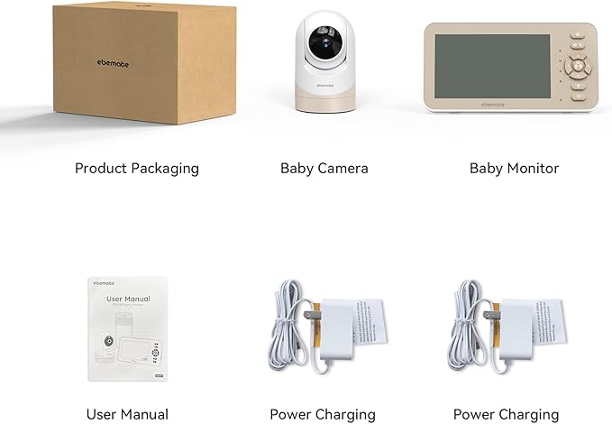 ebemate Video Baby Monitor Camera with 5" LCD Screen Video & Audio No Glow Night Vision,2-Way Talk Audio Cam Baby Monitoring 1500FT Range EBE50P