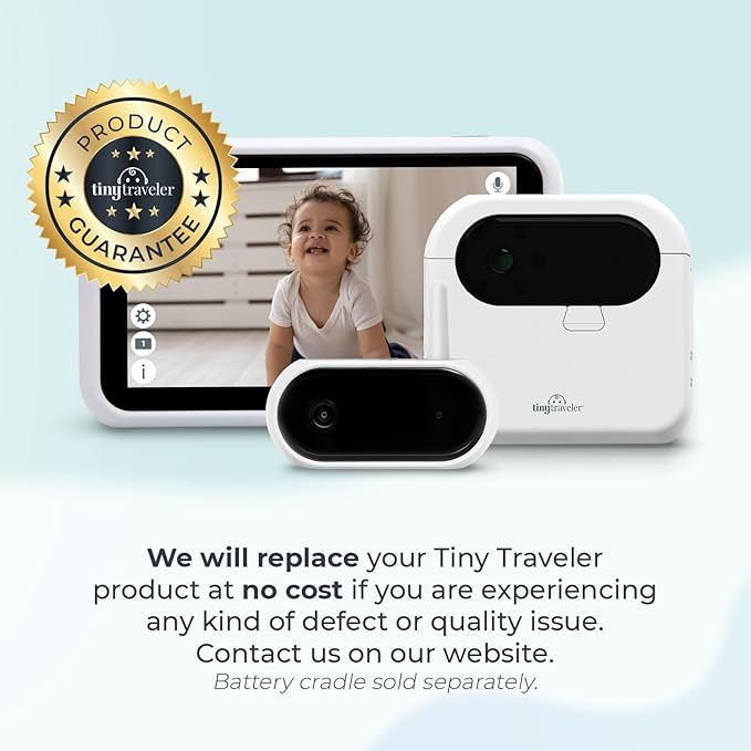 Tiny Traveler Ai Smart Wireless Baby Car Monitor (TT006W) - AI-Powered Safety Alerts: Cry/Laugh/Stand Detection, Virtual Fence, Long Range 1000ft Night Vision Lullabies Night Light - White