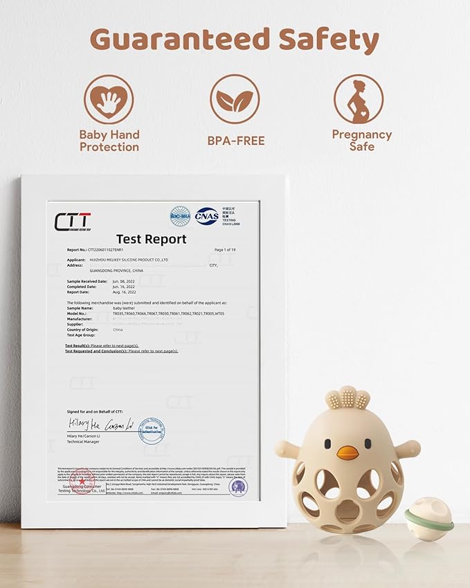 ChooKaChoo 2-in-1 Baby Teething Rattle Toy, Sensory Grasping Teether for Infants 3-12 Months, 100% Food-Grade Silicone, Easy to Hold, Soothing & Developmental, BPA Free