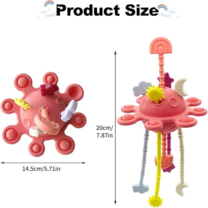 Montessori Sensory Toys for Babies 18 Months, Silicone Pull String Teething Toys for Baby Toys 18 Months, Infant Fidget Toys for Toddlers 2-3 Education Newborn Gifts