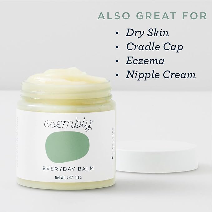 Esembly Everyday Balm, Organic Diaper Balm for Delicate Baby Skin, Diaper Rash Prevention, Multiple Uses Including Nipple Cream, Cradle Cap, Dry and Chapped Skin, Made in USA, 4oz