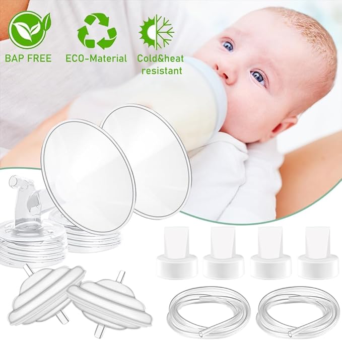 21mm Flange Pump Parts Compatible Spectra S1 S2 9 Breast Pumps Replacement,Full Set Replacements Include Flange Backflow Protector Membrane Duckbill Valve Tube,Not Original Accessories