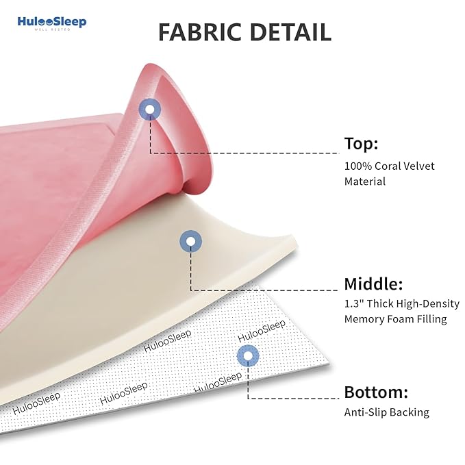 Huloo Sleep Baby Play Mat for Floor,1.3" Thick Elasti-Foam 74×50 Playpen Mat for Toddlers Infant kids,Water-Repellent Soft Coral Velvet for Tummy Time, Non-Slip Backing for Crawling,Tatami Style(Pink)