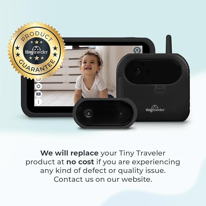 Tiny Traveler Ai Smart Wireless Baby Car Monitor with Power Bank - AI-Powered Safety Alerts: Cry/Laugh/Stand Detection, Virtual Fence, Long Range 1000ft Night Vision Lullabies Night Light - Black