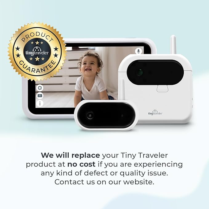 Tiny Traveler Ai Smart Wireless Baby Car Monitor with Power Bank - AI-Powered Safety Alerts: Cry/Laugh/Stand Detection, Virtual Fence, Long Range 1000ft Night Vision Lullabies Night Light - White