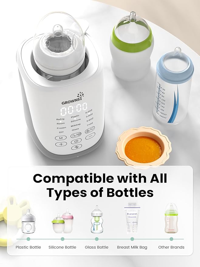 Grownsy Nutri Bottle Warmer with Innovative Auto-Lift Feature, Retain Fullest Nutrients 10-in-1 Baby Bottle Warmer, Fast & Even Heat, Always Right Temperature, Night Light for Nighttime Breastfeeding