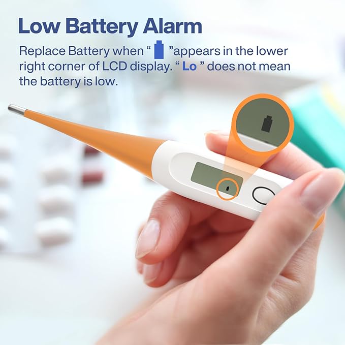 Boncare 10 Seconds Digital Thermometer for Adults and Kids - Accurate & Safe Rectal Thermometer for Baby with Fever Alarm, Oral Thermometer (Orange)