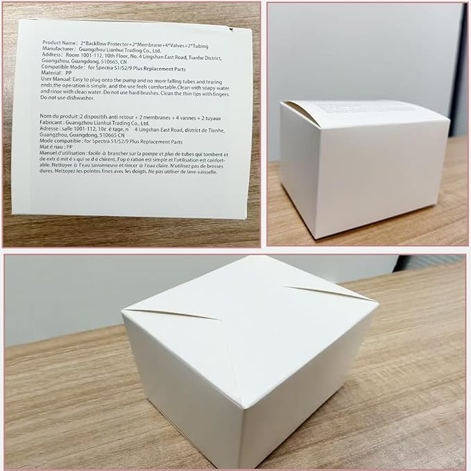 10pcs Pump Parts Set, 2pc Backflow Protector 2pcs Tubing 2pcs Membrane and 4pcs Duckbill Valves, Replacement Breast Pump Parts for Spectra S1/S2/9 Plus