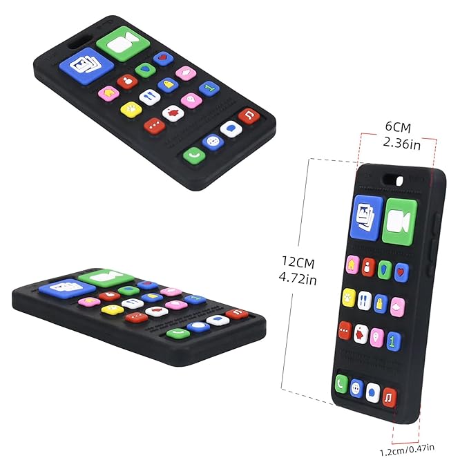 Baby Silicone Teething Toys, Phone Teether Toys for Toddlers 3-18 Months, Boys Girls Babies Teething Toy, Baby Chew Toy, Freezer BPA Free