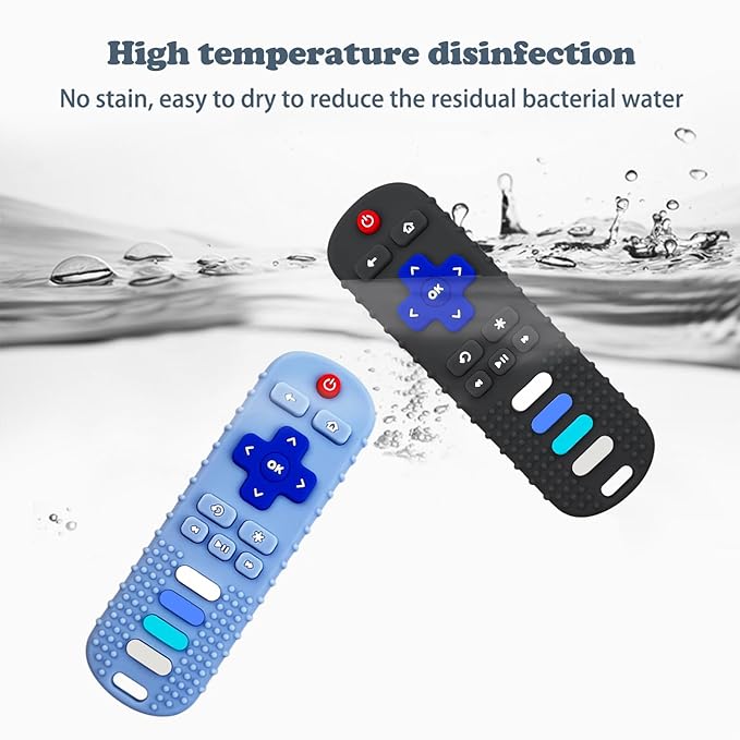 YAPROM 2Pcs Silicone Teething Toys for Babies - TV Remote Shaped Teether, BPA-Free Infant Toddler Teething Toy, Refrigerator Safe, Suitable for Boys & Girls