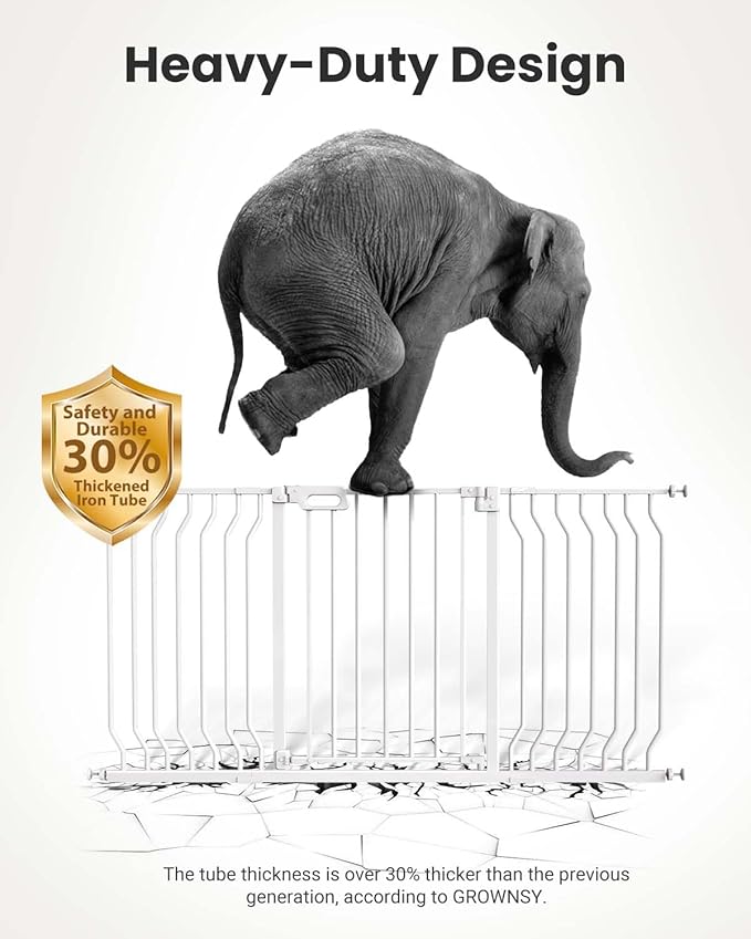 Mom's Choice GROWNSY Baby Gate, 30.5"-53" Auto-Close Dog Gate for Stairs & Doorways, Pressure-Mounted Easy Install Baby Gate - No Drill, Walk Through, Safe & Durable