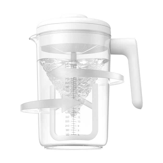 Electric Formula Pitcher, 36 oz Baby Formula Mixing Pitcher, Automatic Baby Formula Mixer, Bidirectional Stirring Breastmilk Pitcher, Locking Lid Smooth Formula Maker Milk Storage for Fridge(White)