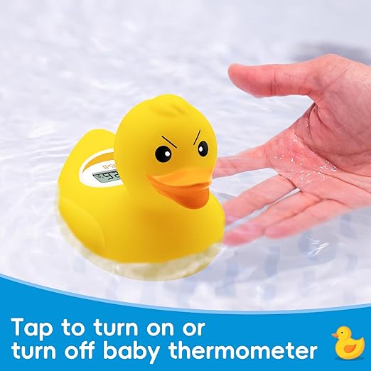 b&h Baby Bath Thermometer - (Upgraded Version) Turn On/Off Function, Fast and Accurate Water Temperature Readings, Toddlers Floating Bath Toy, Ideal for Babies & Infants (Angry Duck)