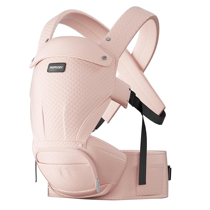 Momcozy Baby Carrier with Hip Seat, 2-in-1 Forward-Facing Carry for Active Babies, Detachable Hands-Free Carrier up to 44lbs, Breathable Infant Carrier Fits Waist Sizes up to 45 Inches, AirMesh Pink