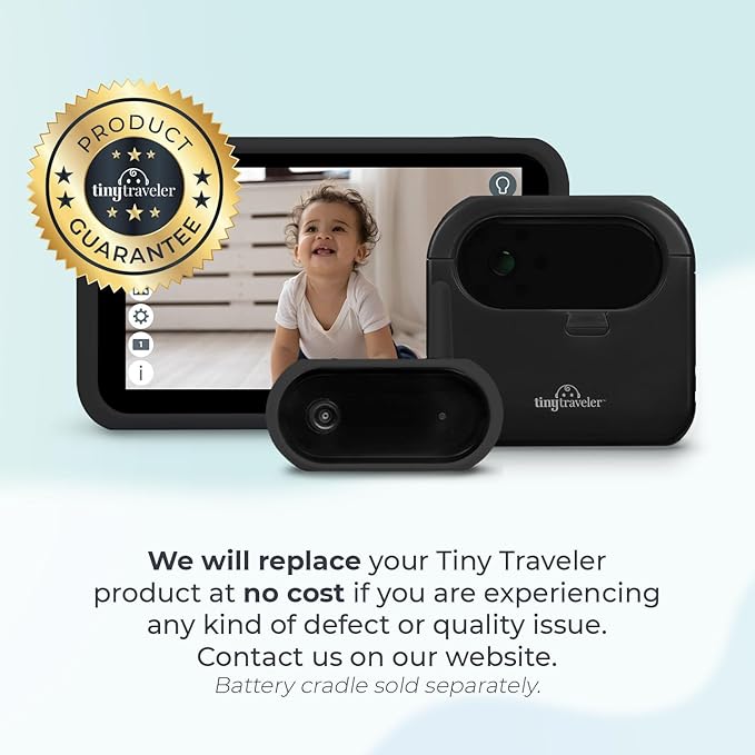Tiny Traveler Ai Smart Wireless Baby Car Monitor (TT006B) - AI-Powered Safety Alerts: Cry/Laugh/Stand Detection, Virtual Fense, Long Range 1000ft Night Vision Lullabies Night Light - Black
