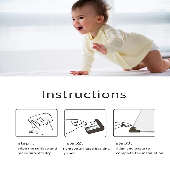 12 Pack Soft Corner Protector Baby Proofing Edge & Corner Guards, Furniture Safety Bumper for Table, Fireplace, Stair, Cabinet, (Beige)