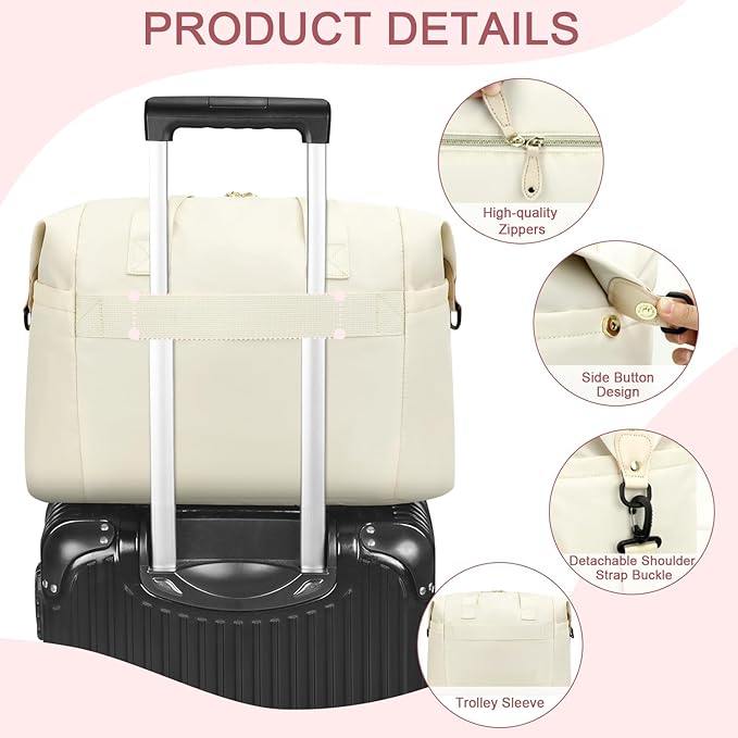 Diaper Bag Tote - Diaper Baby Bags with Pacifier Case, Shoulder Straps, Stroller Clips, Waterproof Large Mommy Maternity Travel Baby Bag for Mom and Dad, white