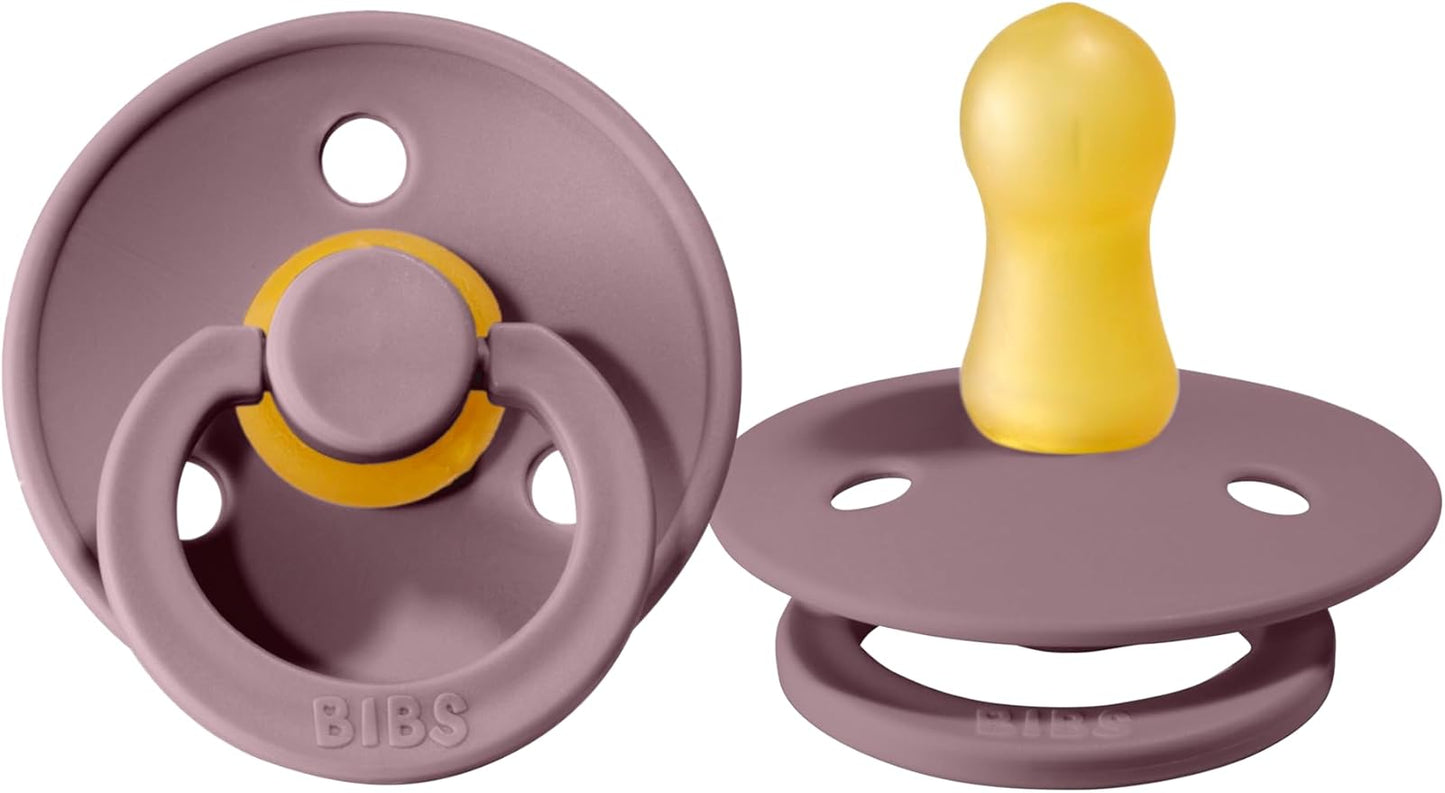 Bibs Pacifiers Color Collection, Set of 2 BPA-Free Latex Pacifiers Made in Europe, Round Nipple Baby Pacifier.