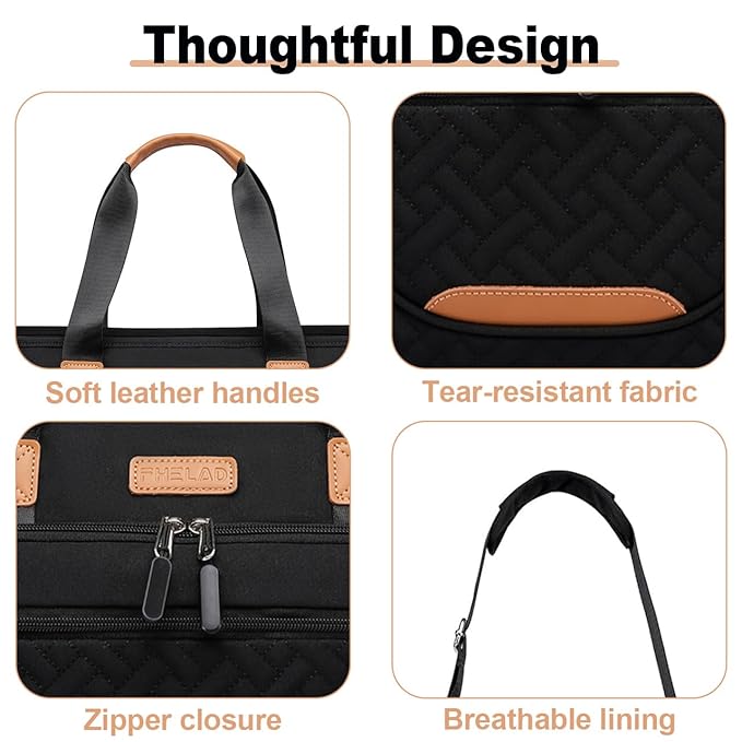 Diaper Tote Bag, 4 in 1 Tote Diaper Bag with 16" Laptop Compartment, Baby Bag with 3 Insulated Pocket for Mam and Dad, Ideal for Travel, Work (Black) | Gift for New Moms, Machine Washable