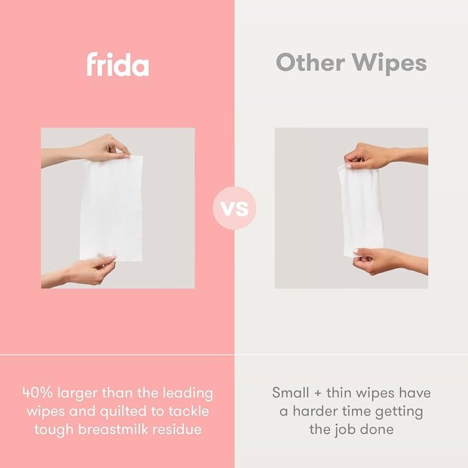 Frida Mom Breast Pump Wipes, Multi-Surface Cleaner, Removes Breastmilk Residue, Made with Food-Grade Ingredients, Baby and Milk Safe, Travel Essential for Breastfeeding Moms, 40 Count
