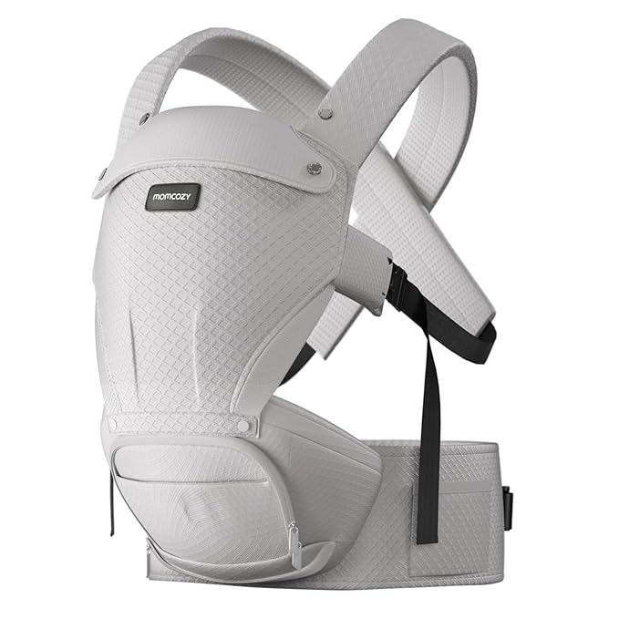 Momcozy Baby Carrier with Hip Seat, 2-in-1 Forward-Facing Carry for Active Babies, Detachable Hands-Free Carrier up to 44lbs, Breathable Infant Carrier Fits Waist Sizes up to 45 Inches, AirMesh Grey