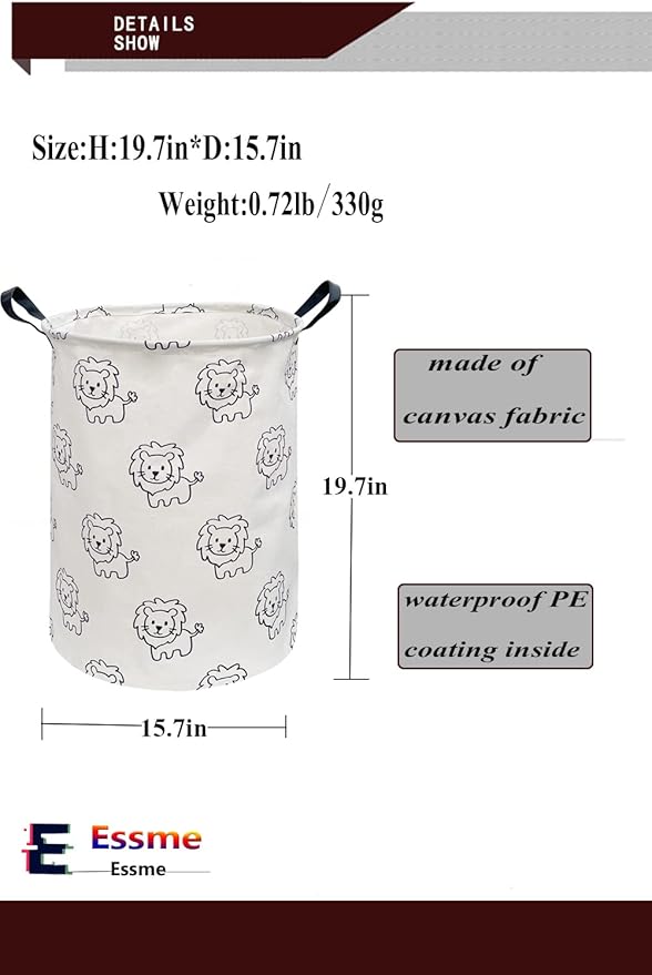 ESSME Baby Hamper,Nursery Laundry Basket,Lion Storage Basket,Toy bin for Boys, Gift Baskets,Room Decor,Home Organizer (Lions)