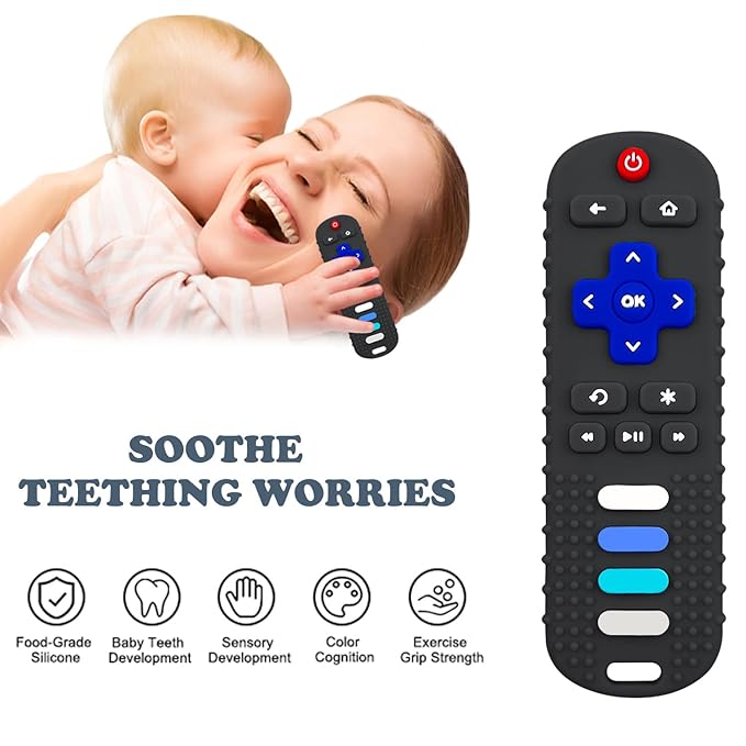 YAPROMO Baby Teething Toys,2 Pcs TV Remote Control Shape Teether Toys,Food Grade Silicine Chew Toy