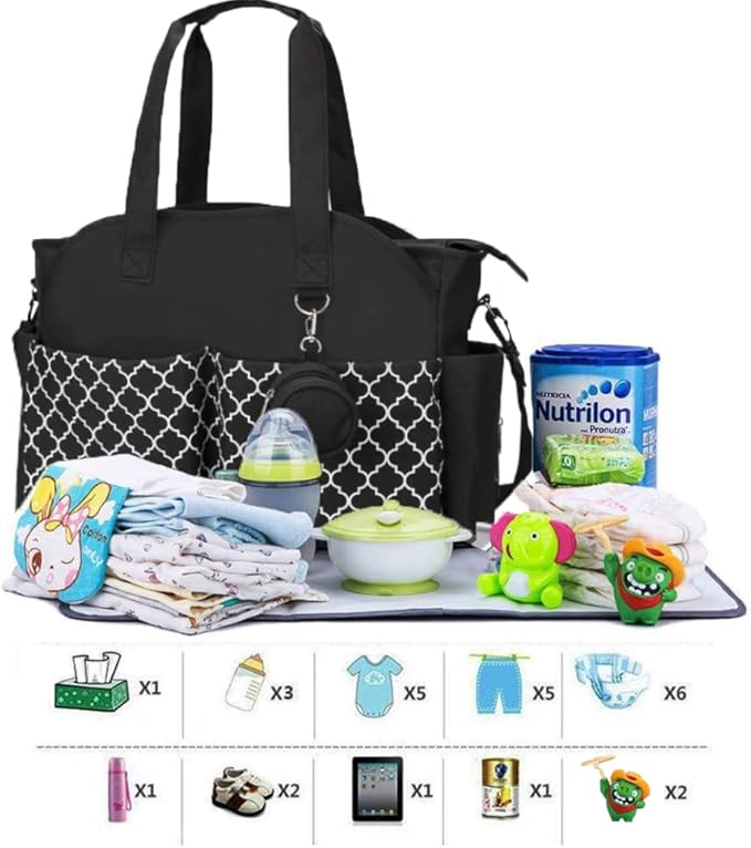Diaper Bag Tote Large Multi-Function Baby Changing Bag for Mom with Changing Station Travel Nappy Bag for Women