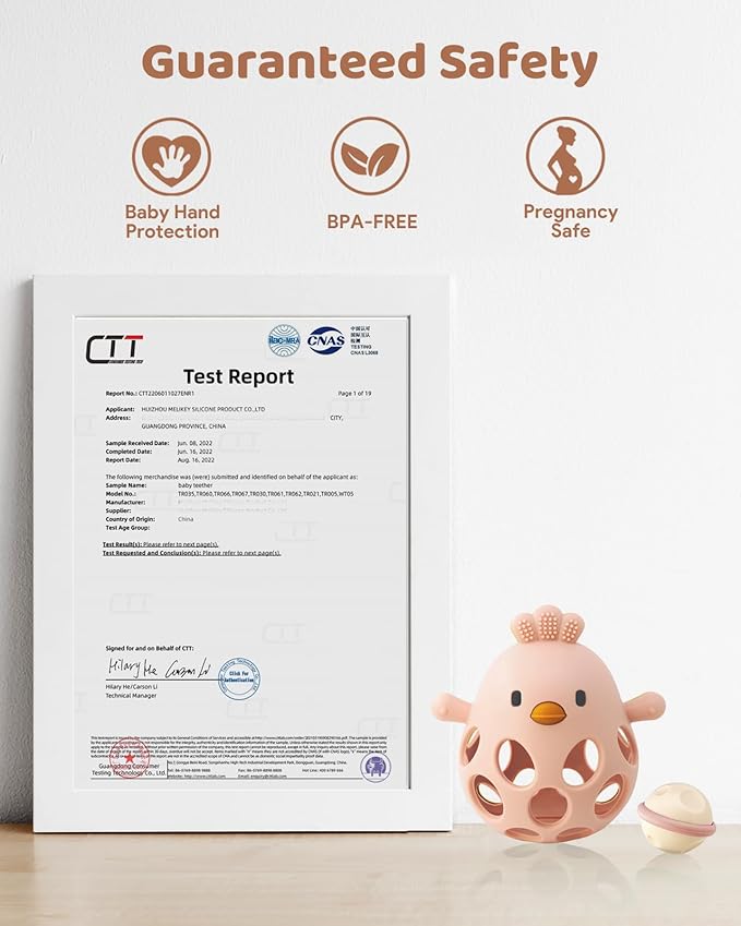 ChooKaChoo 2-in-1 Baby Teething Rattle Toy, Sensory Grasping Teether for Infants 3-12 Months, 100% Food-Grade Silicone, Easy to Hold, Soothing & Developmental, BPA Free