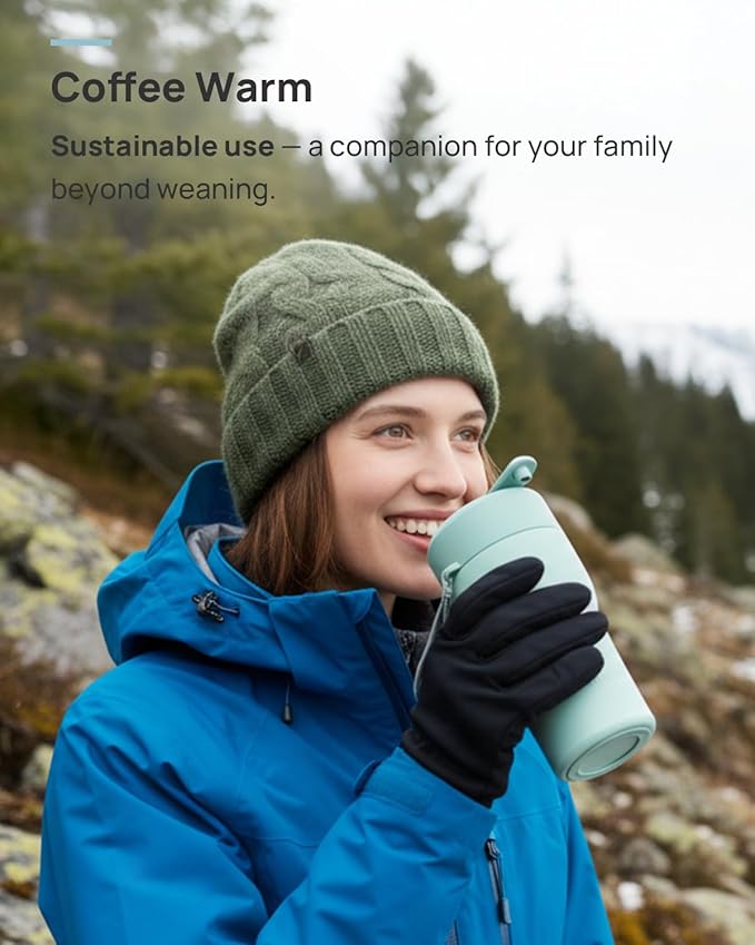 Papablic Pro Portable Bottle Warmer for Travel– Fast Heating, Steam Sterilizer, 30W Fast Charge, 5-Temp Control, Easy-Clean Wide Mouth, Baby Milk Warmer for Breastmilk & Formula, Almond Rose