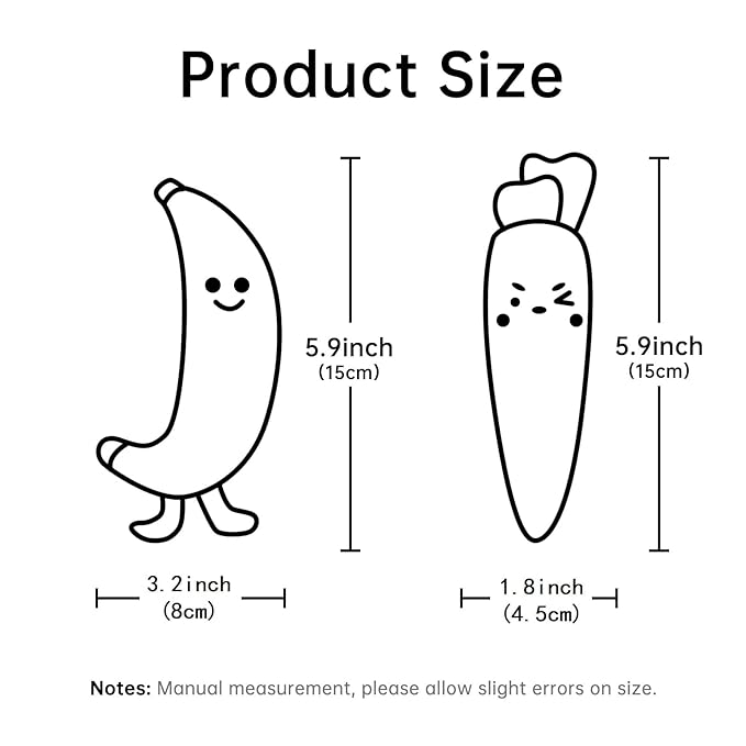 Reidio 2 Pairs Carrots & Bananas Plush Rings Developmental Hand Grip Baby Sleep Soother Baby Shower Gifts 4Pcs