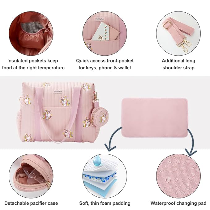 3pc Diaper Bag Tote Set, Hospital Bag for Labor & Delivery, Maternity Travel Bag with Changing Pad & Pacifier Case