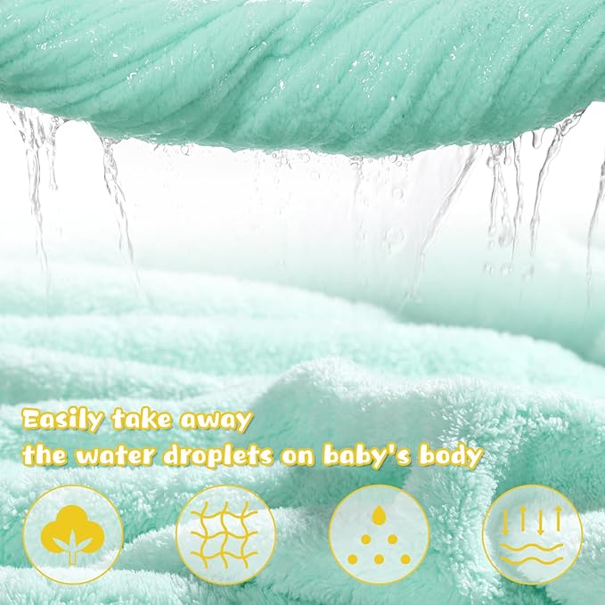 WODHOY Baby Towels with Hood,2-Pack Baby Towels with Hood for Toddlers 1-3 0-5 Years, Super Soft Thick Absorbent Premium Coral Fleece Bath Towels Kids 50"x32",Green Frog & White Sheep Set