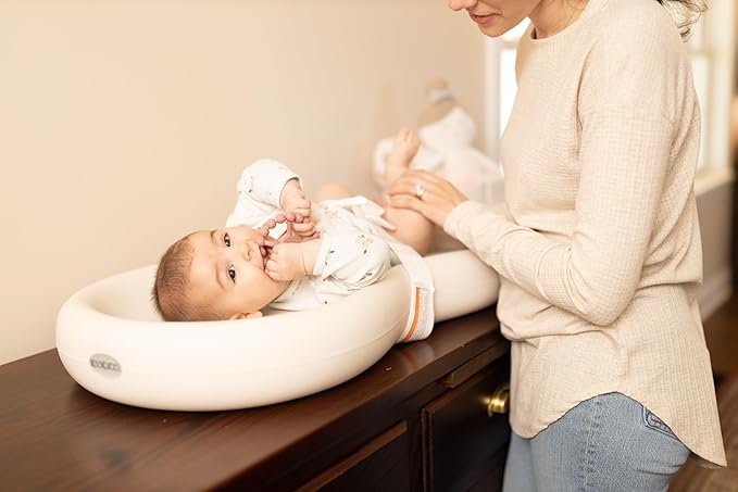 Keekaroo Peanut Changer Baby Vanilla – The Original Made in USA Easy-to-Clean Changing pad and The only Shell Over Foam, Fully Water Repellant, Wipeable Diaper pad, Wipe-Clean Changing pad