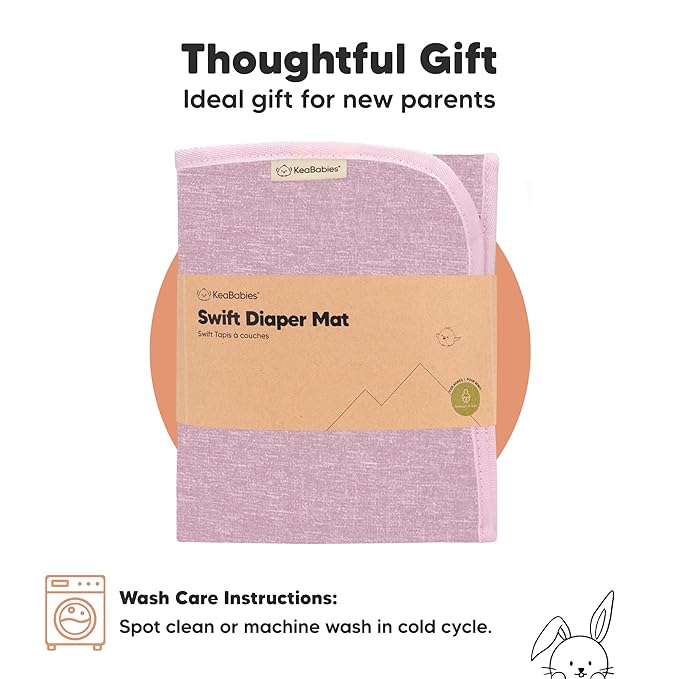 KeaBabies Portable Diaper Changing Pad, Easy Wipe Clean - Foldable Waterproof Baby Changing Mat for Diaper Bag, Compact, Lightweight, 25x13 Newborn, Infant, Baby Changer Travel Essential (Sweet Pink)