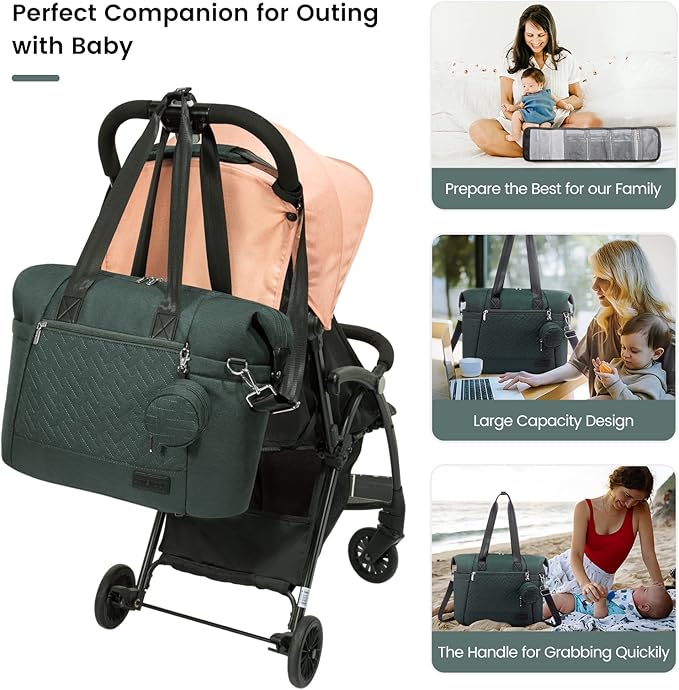 LOVEVOOK Diaper Bag Tote, Large Baby Diaper Bag Waterproof Travel Diaper Tote with Changing Pad